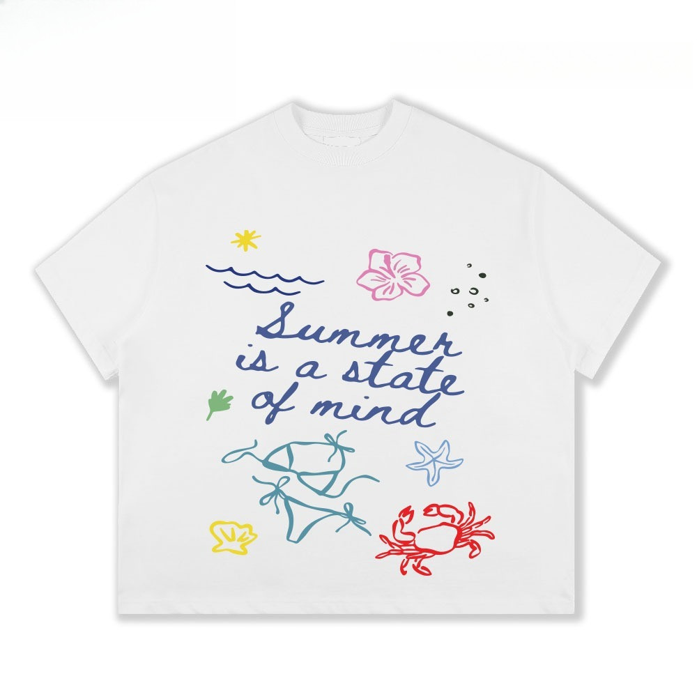 （Giao hàng 24h）Angela Áo thun form Boxy Angela "Summer vibe" unisex nam nữ tay ngắn cổ tròn cotton dày dặn mặc mát