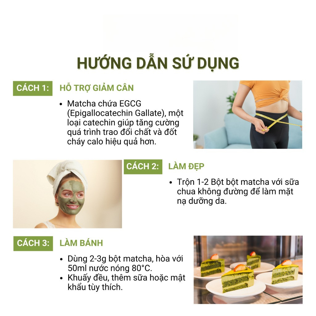 Bột Trà Xanh Matcha Ami Vụ Xuân - Gói 100g Nguyên Chất, Thơm Ngon, Đậm Vị