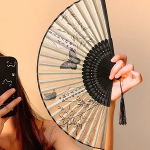Mới Phong Cách Trung Hoa Phong Cách Cổ Điển Quạt Gấp Ngày Nữ Di Động Hanfu Sườn Xám Khiêu Vũ Ảnh Quạt Tre Chuyên Dụng Phong Cách Trung Hoa