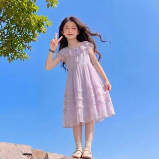 Đầm bé gái bèo tầng ngọt ngào - Váy công chúa dáng rộng nhẹ mát, phong cách Hàn Quốc mùa hè