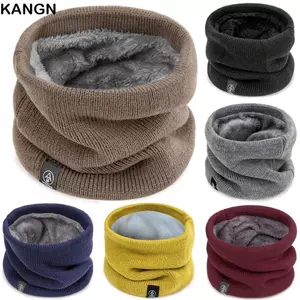 Ấm cổ KANGN, Khăn quàng cổ dệt kim mềm mại lông len, thời trang giữ ấm Lớp lót dày chống lạnh Trượt băng cổ chạy bộ
