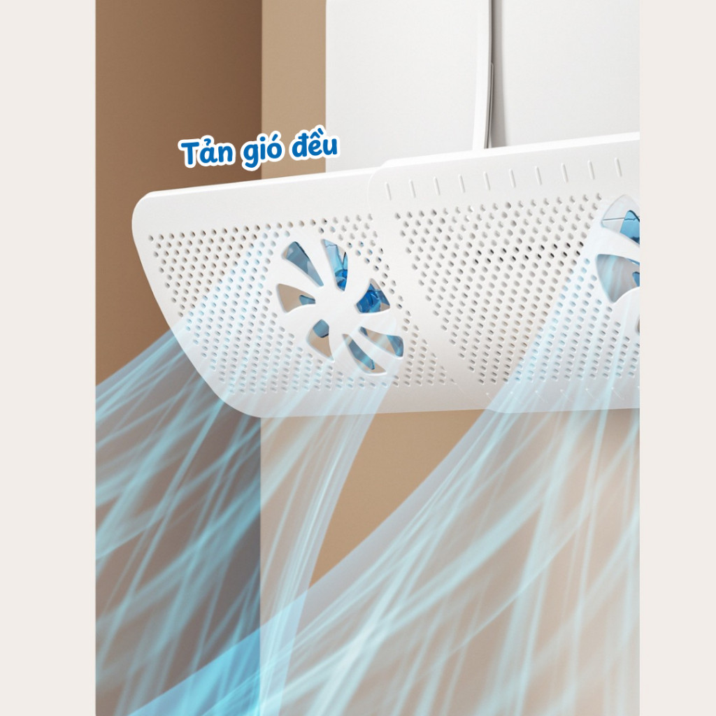 Tấm Chắn Gió Điều Hòa ABS 3 Cánh Quạt Thế Hệ Mới Xoay 180 Độ HOMIE Kéo Giãn 52-86cm Cản Gió Máy Lạnh