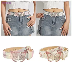 Woke Western Shinning Buckle Belt Thắt lưng khóa có thể điều chỉnh bướm cho quần jean váy