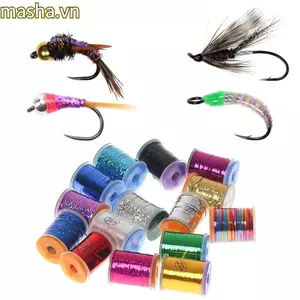Chất liệu buộc ruồi, Hai tông màu Tinsel Holographic Tinsel, Squirmy Fishing Tackle Chất liệu làm mồi