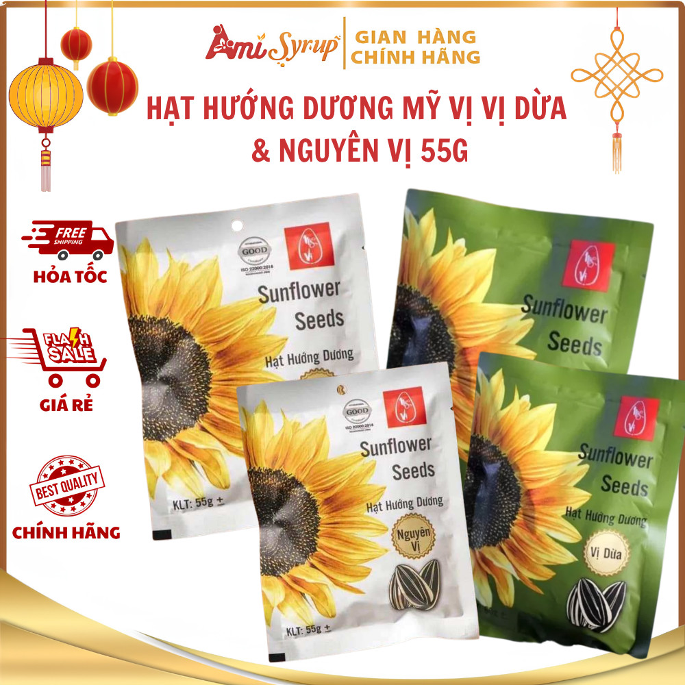 Hạt Hướng Dương Mỹ Vị Vị Dừa & Nguyên Vị 55g - Món Ăn Vặt Giòn Tan Ngon Miệng, Hạt Hướng Dương Chất Lượng Cao
