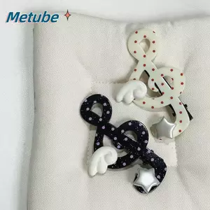 Kẹp tóc nốt nhạc METUBE, Kẹp tóc ghi chú nhạc phong cách Hàn Quốc chấm bi, Kẹp tóc Acrylic thời trang hình dáng ngọt ngào chống trượt bên hông trường học hàng ngày