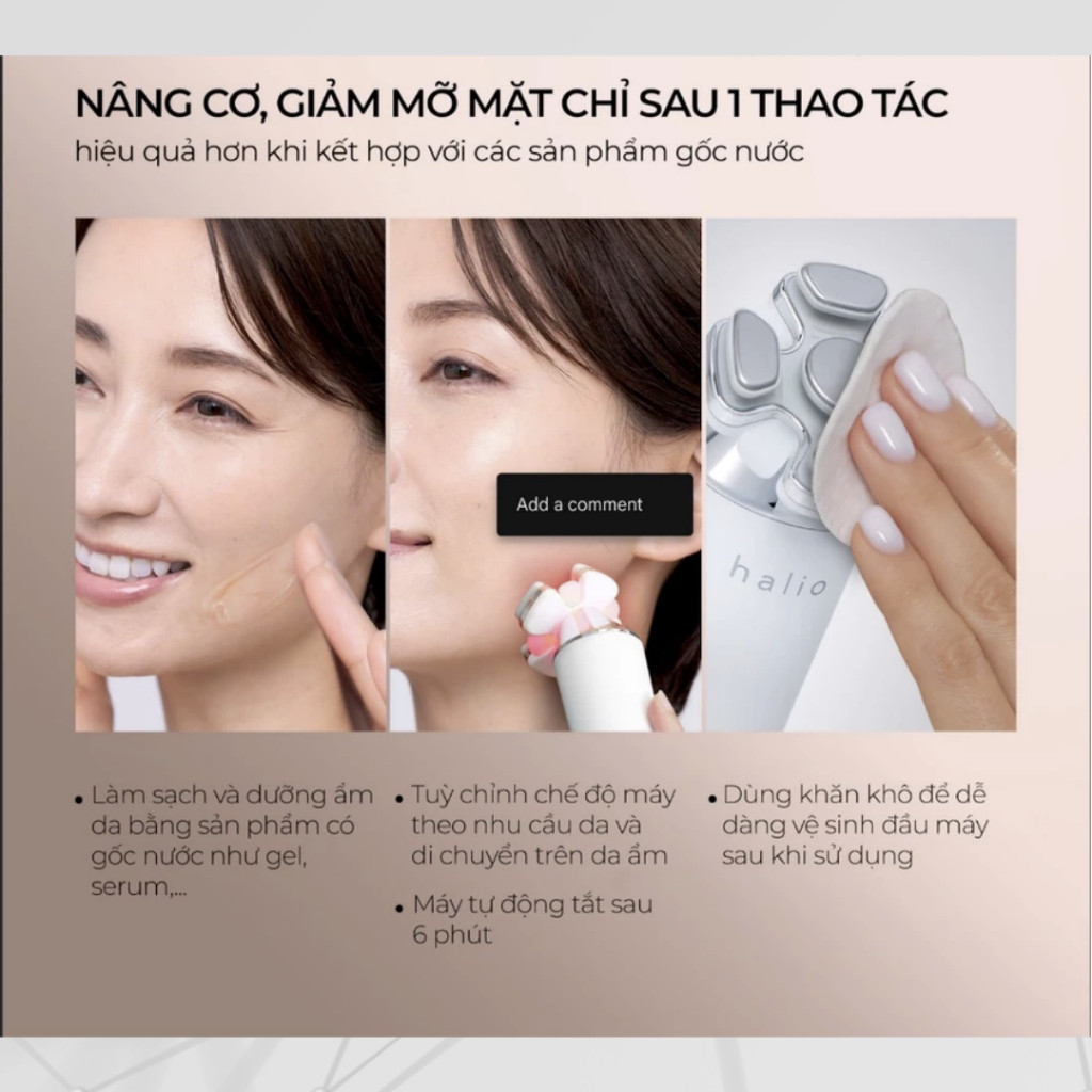 Máy nâng cơ, giảm mỡ mặt & trẻ hoá da kết hợp ánh sáng sinh học Halio RevitaWave Skin Rejuvenat - BH 12 Tháng