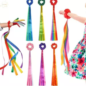 AWNGD Thể Dục Dụng Cụ Ruy Băng Dài, Băng Đô Ruy Băng Polyester Co Giãn, Phụ Kiện Khiêu Vũ Cầu Vồng Nhiều Màu Ruy Băng Khiêu Vũ Nhịp Điệu