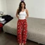 Phụ Nữ Hoạt Hình Lông Cừu Pyjama Quần Hello Kitty x Người Nhện Mềm Mại Ấm Flannel Rời Phù Hợp Với Giấc Ngủ Đáy