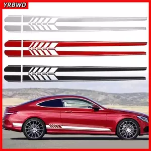 Nhãn dán xe YRBWD, Đề can thân xe tự dính có thể tháo rời, Phụ kiện xe hơi PVC chống thấm nước cho Benz W203-205 W212 GLC CLA GLA AMG C180 C200 C300 C63 Coupe C43