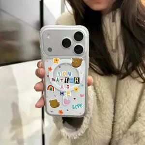 Gấu con rực rỡ Gích hợp iPhone 1716 trường hợp 15 Tất cả14/13 mới 1211x hút từ