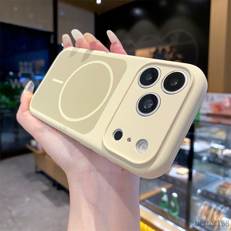 Ốp điện thoại bảo vệ ống kính hai màu silicon lỏng, hỗ trợ sạc từ tính tương thích cho dòng iPhone 17 16  15  14 và 13.