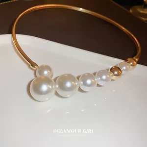 Ngọc Trai Pháp Hình Học Cổ Cao Cấp Ánh Sáng Sang Trọng Thời Trang Niche Phóng Đại Vòng Cổ Cao Cấp Phù Hợp Với