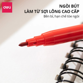 Bút Lông Màu Dạ Nước Fiber Pen Nét 1mm Deli - Màu Tươi Sáng, An Toàn, Không Tòe Ngòi, Tô Màu Vẽ