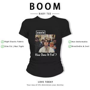 BOOM Áo Baby Tee Nữ Cotton Ôm Body-Áo Thun Ngắn Tay Y2K In Hình PhongCách Mùa Hè, Cổ Tròn Hàng Đầucách hàn quốc phong456