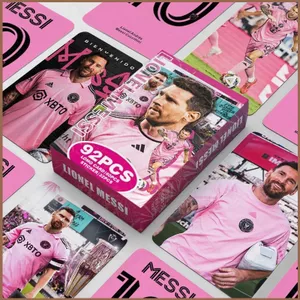 SQ11 92 Cái / bộ Lionel Messi Dán Thẻ Ảnh Hai Mặt LOMO Thẻ Bưu Thiếp Đóng Hộp Bộ Sưu Tập Thẻ