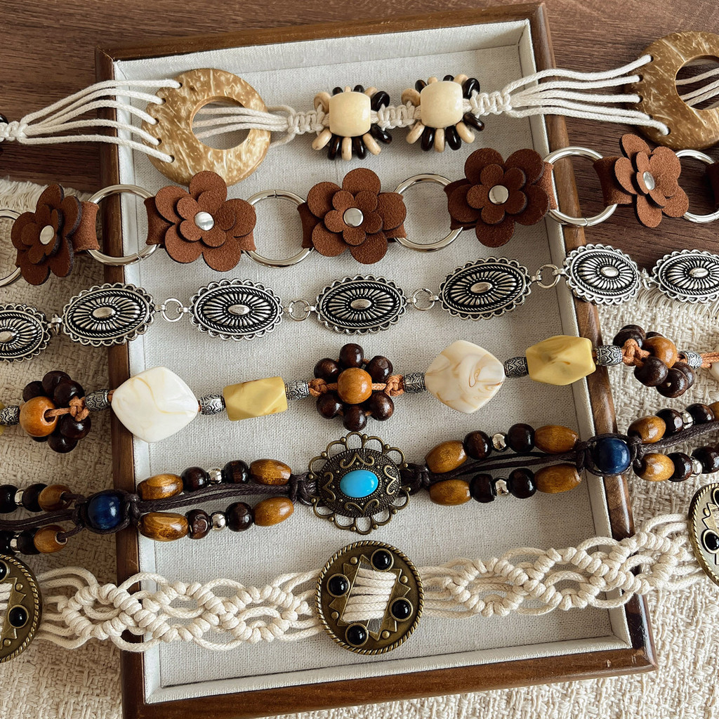 2026 Bohemian Phong Cách Kỳ Nghỉ Nữ Dây Thắt Lưng Tất Cả Trận Đấu Dây Tua Rua Bện Nữ