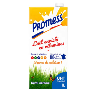 Sữa Tươi Tiệt Trùng Promess Pháp Đủ Loại Hộp 1L, Sữa Tươi Nguyên Chất Không Đường Béo Ngậy