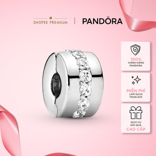 Charm Bấm Pandora Bạc Đính Hàng Đá CZ Trong Suốt - Clear Sparkling Row Clip Charm