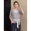 Áo thun ngắn tay lười biếng phong cách Hàn Quốc mùa hè dành cho nữ tay dơi chấm bi giả hai mảnh cổ dây hàng đầu Hot Girl Che thịt Slimer Look St
