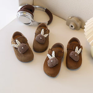 Giày Bé Gái Kiểu Dáng Birken Thêu Hình Thỏ - Giày Lười Đế Mềm Phong Cách Hàn Quốc Dễ Thương Đi Học