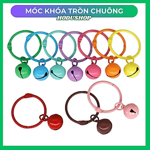 Móc khoá tròn kèm chuông nhiều màu sắc, khoá thú cưng mèo petoh