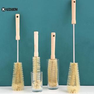 KUZHEN Bàn chải làm sạch chai tay cầm dài bằng gỗ Bàn chải làm sạch cốc Bàn chải làm sạch HOT