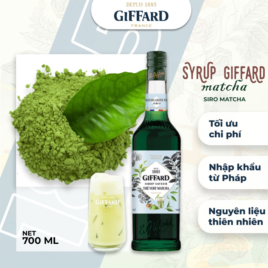 Siro Giffard Trà Xanh Matcha 700ml, Nguyên Liệu Pha Chế Nhập Khẩu Pháp Cao Cấp