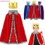 COCODECOVED Áo choàng Halloween Vua, Đỏ nhung Cosplay hóa trang người lớn trẻ em, Bền 80/90/130/150cm choàng vai đốm trắng Hoàng tử hoàng gia sinh nhật