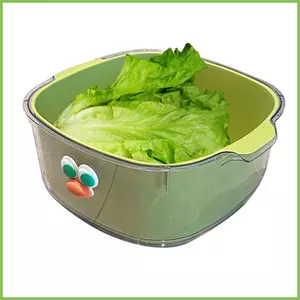 Nhà Bếp Rây Rỉ Bộ Bát 2 Trong 1 Giỏ Máy Giặt Rau Củ Quả Hai Lớp Lọc Rửa Dễ Thương gelhvn