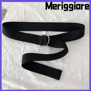 Thắt lưng vải MERIGGIARE, Khóa vòng đôi thông thường màu trơn, Dây thắt lưng có thể điều chỉnh nhẹ phong cách Hàn Quốc thông thường dành cho nữ và nam giới