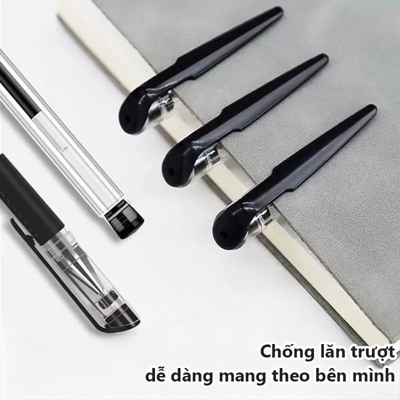 Bút gel không lem ngòi 0.5mm 3 màu xanh đen đỏ cho văn phòng học sinh sinh viên tiện lợi bền lâu hot