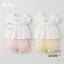 Set bộ bé gái áo bèo thêu hoa phối quần chũm dễ thương chất cotton mềm mịn [0059]