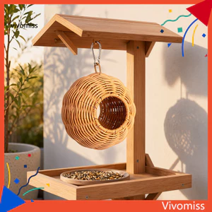 Nhà chim nhỏ Parakeet Nest cho lồng – Khung nhựa chống nhai Tổ ngủ treo ấm cúng có thể giặt được với thiết kế mây dệt và móc kim loại Hoàn hảo cho chim cưng