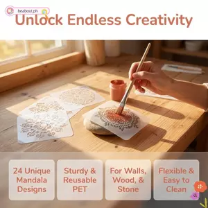 BEABOUT 24 CÁI Mandala Vẽ stencils, Mẫu Tranh Đá PET Trắng, Nhẹ Di Động Mang Theo Họa Tiết Khắc Có Thể Tái Sử Dụng Giấy Nến Hoa Mỏng Làm Họa Tiết Bề Mặt Đá