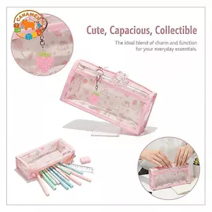 CANAMEK Hộp đựng bút chì chống thấm nước trong suốt Dung tích lớn Túi đựng bút dây kéo cho trẻ em Học sinh Trường học Văn phòng phẩm Sắp xếp CSF