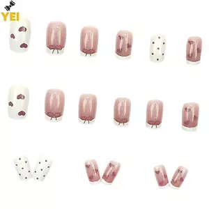 < YEI > 24 Chiếc Nơ Tình Yêu Pháp Bấm Móng Tay Thiết Kế Dễ Thương Và Đa Năng Móng Tay Giả Dành Cho Nữ Bé Gái Có Thể Tháo Rời Đeo Nghệ Thuật Mới