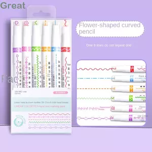 GREA Curve Highlighter Bút, Họa Tiết Phác Thảo Bút Trang Trí Dễ Thương Văn Phòng Phẩm Cô Gái Vẽ Bút Đánh Dấu, Bút Gel Kawaii Highlihter Account Pen