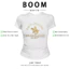 BOOM Áo Baby Tee Nữ Cotton Ôm Body-Áo Thun Ngắn Tay Y2K In Hình PhongCách Mùa Hè, Cổ Tròn Hàng Đầucách hàn quốc phong623