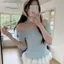 Áo thun len quây một cổ dành cho nữ Mùa hè Thiết kế sản phẩm mới Niche Slim-fit Áo thun ống ngắn Top