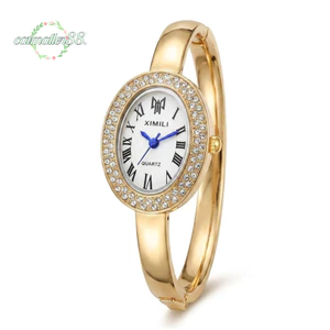 CATMALLER88 Đồng hồ thạch anh nữ, Đồng hồ đeo tay trang trí hình bầu dục, Đồng hồ đeo tay thạch anh bằng thép không gỉ thạch anh thanh lịch dành cho nữ