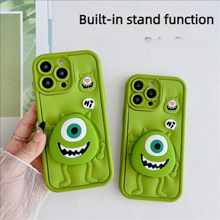 3D Silicone Michael Wazowski Giá Đỡ Hoạt Hình Dễ Thương Vỏ Cho iPhone 17 16 15 14 13 12 11 7 8 X XR XS
