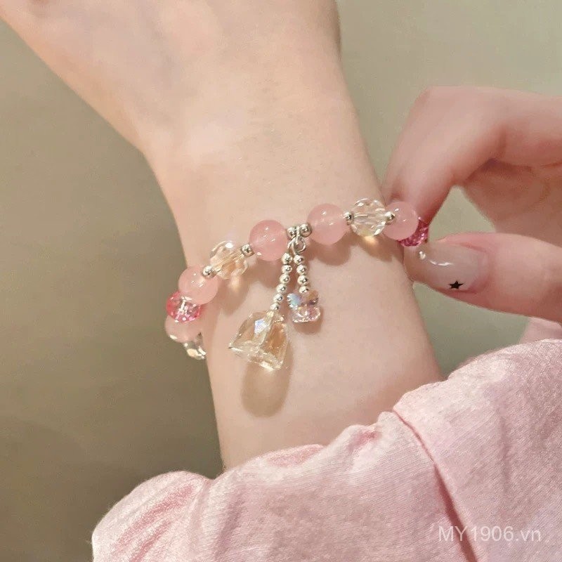 Đồng hồ tay nữ phong cách mới nhất màu pastel đính hạt, hình bướm cao cấp