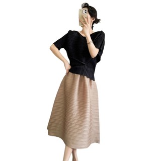 Miyake Blouse Layered Design Cho Mùa Hè, Phong Cách Mới, Màu Nóng