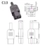 NOTE1 1 Cái Ổ Cắm AC, Đầu Nối Nguồn AC 3 Pin Thẳng IEC 320, Đầu Nối Nguồn Điện Bền C13 C14 10A 250V