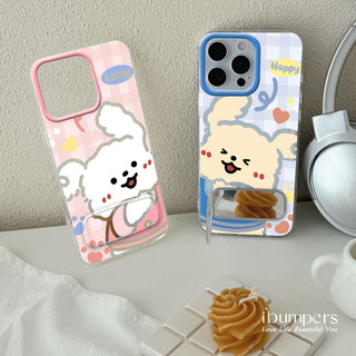 ibumpers Ốp Điện Thoại iPhone Cặp Đôi Dễ Thương Họa Tiết Chó Con Ốp Lưng Điện Thoại Có Chân Đế Thiết Kế Cho IPhone 11 12 13 14 15 16 Pro Max