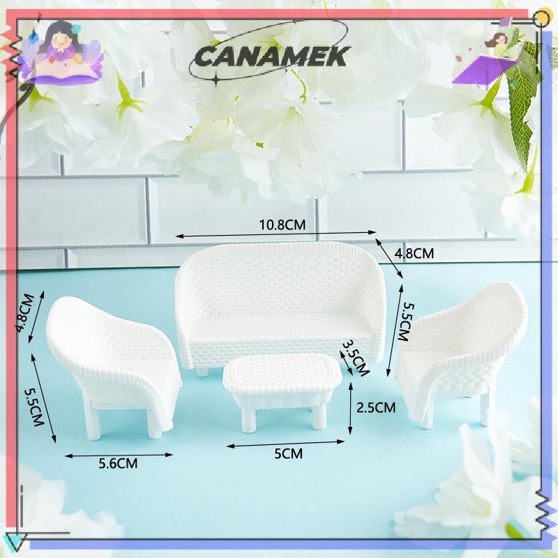 CANAMEK 4 Trắng DIY Nhà Búp Bê Thu Nhỏ Phòng Khách Cổ Sofa Bàn Mô Hình Đồ Chơi Trẻ Em CSF