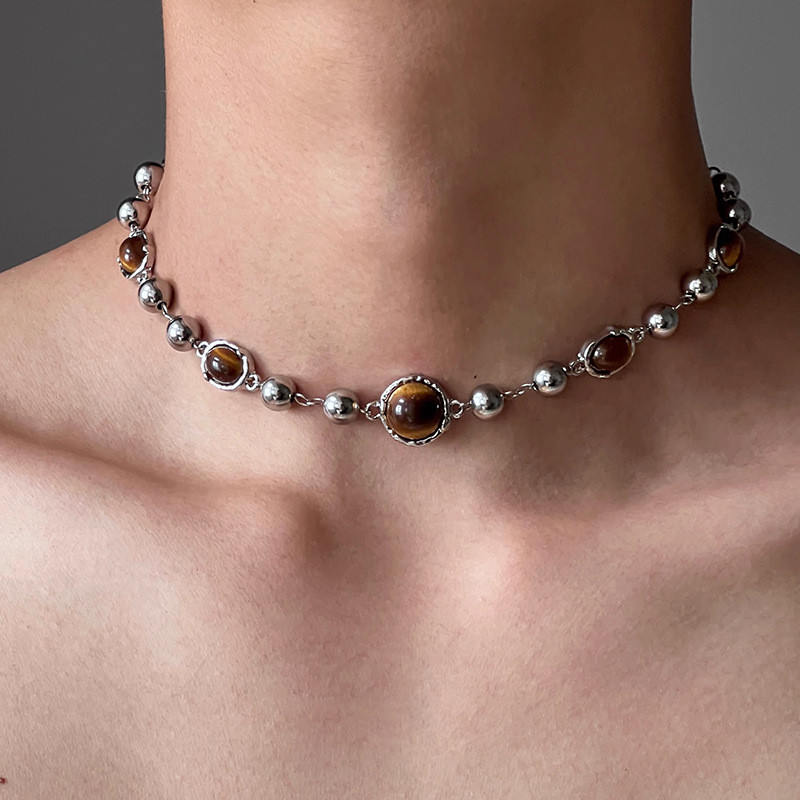 Vòng cổ choker da có đinh tán kim loại - Phong cách unisex Y2K