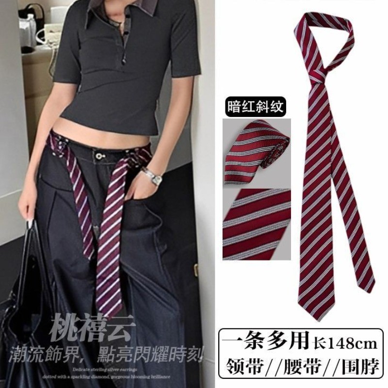 Thắt lưng unisex khăn lụa sọc cổ điển, thiết kế độc đáo, thời trang và đa năng