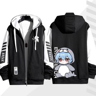 Áo khoác Unisex Neon Genesis Evangelion Ayanami Rei, Dây Kéo Phối Thời Trang